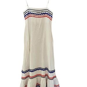 Lisa Marie Fernandez Rickrack Trimmed Linen Maxi Dress, White, Size 1 (U…